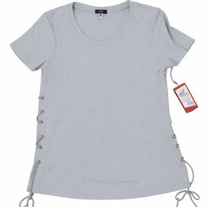 Vince Camuto Light Blue Lace-Up Side Tee Shirt